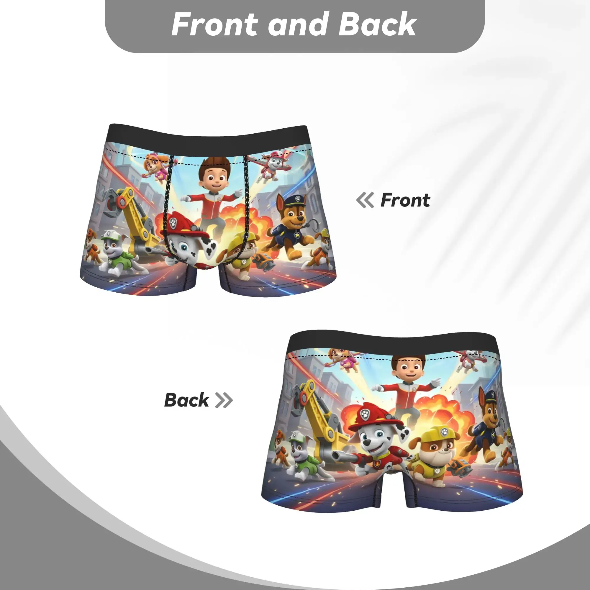 Paw Dogs Patrols Trunk Pouch Unterwäsche, hochwertiges Design, atmungsaktive Boxershorts für Herren, große Größe 2XL