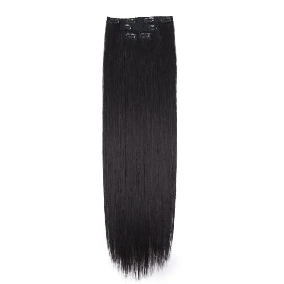 Long Straight Hairstyle 8 Clips In Hair Extensions Blonde 60CM Natural Synthetic Hair Daily Use Hairpiece Fake Hair — image 13