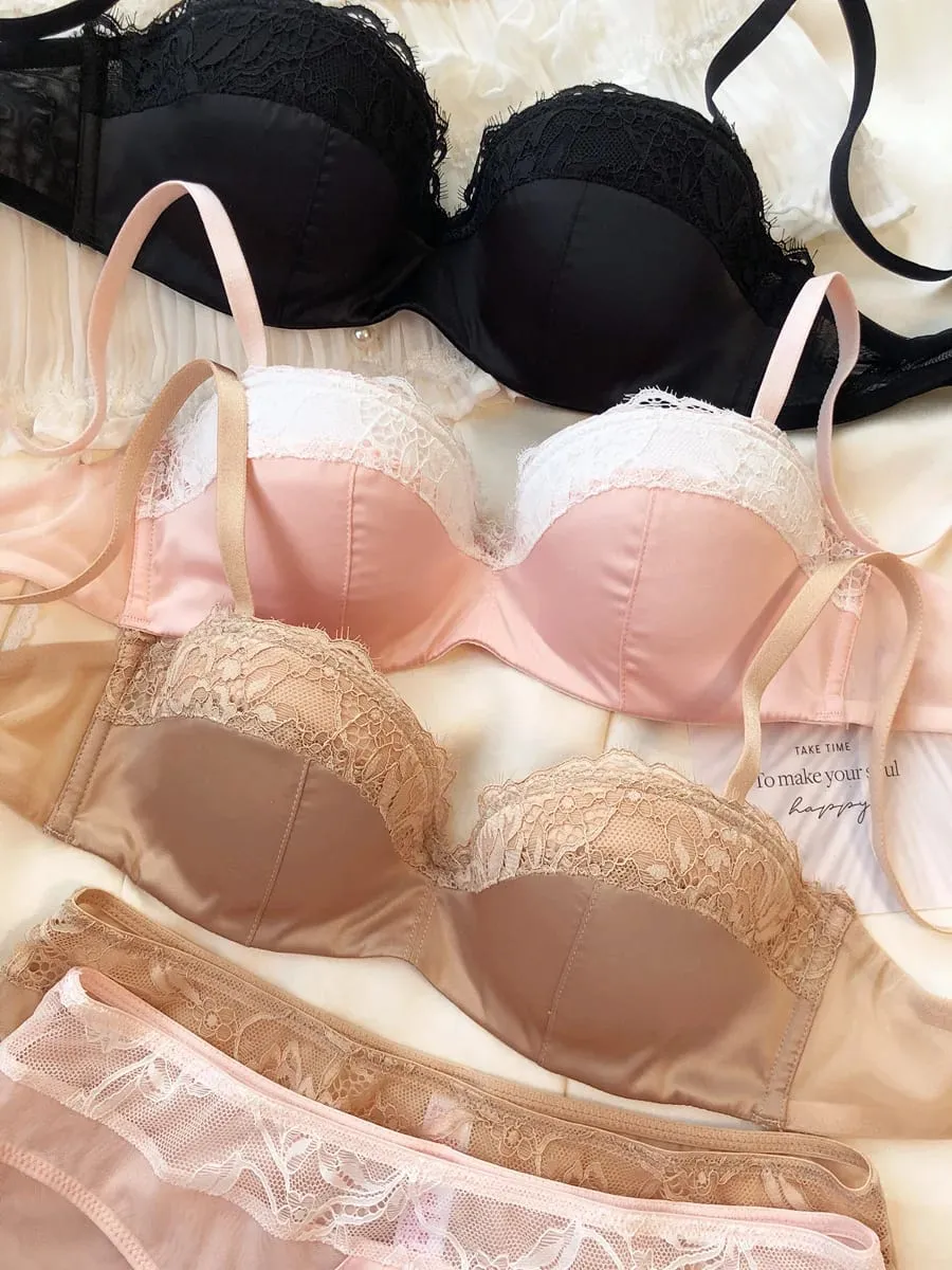 Luxury Lingerie Set for Women Lace Sexy 1/2 Thin Cup Push Up Bra Summer Seamless Comfort Intimates Underwear and Panties Sets — image 5