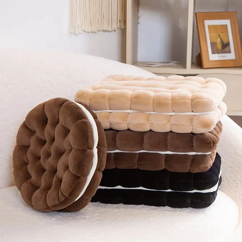 New Simulation Little Biscuits Doll Cushion Stuffed Round Cookie Plush Toys Creative Soft Pillow Chair Car Seat for Kid Gifts — image 2