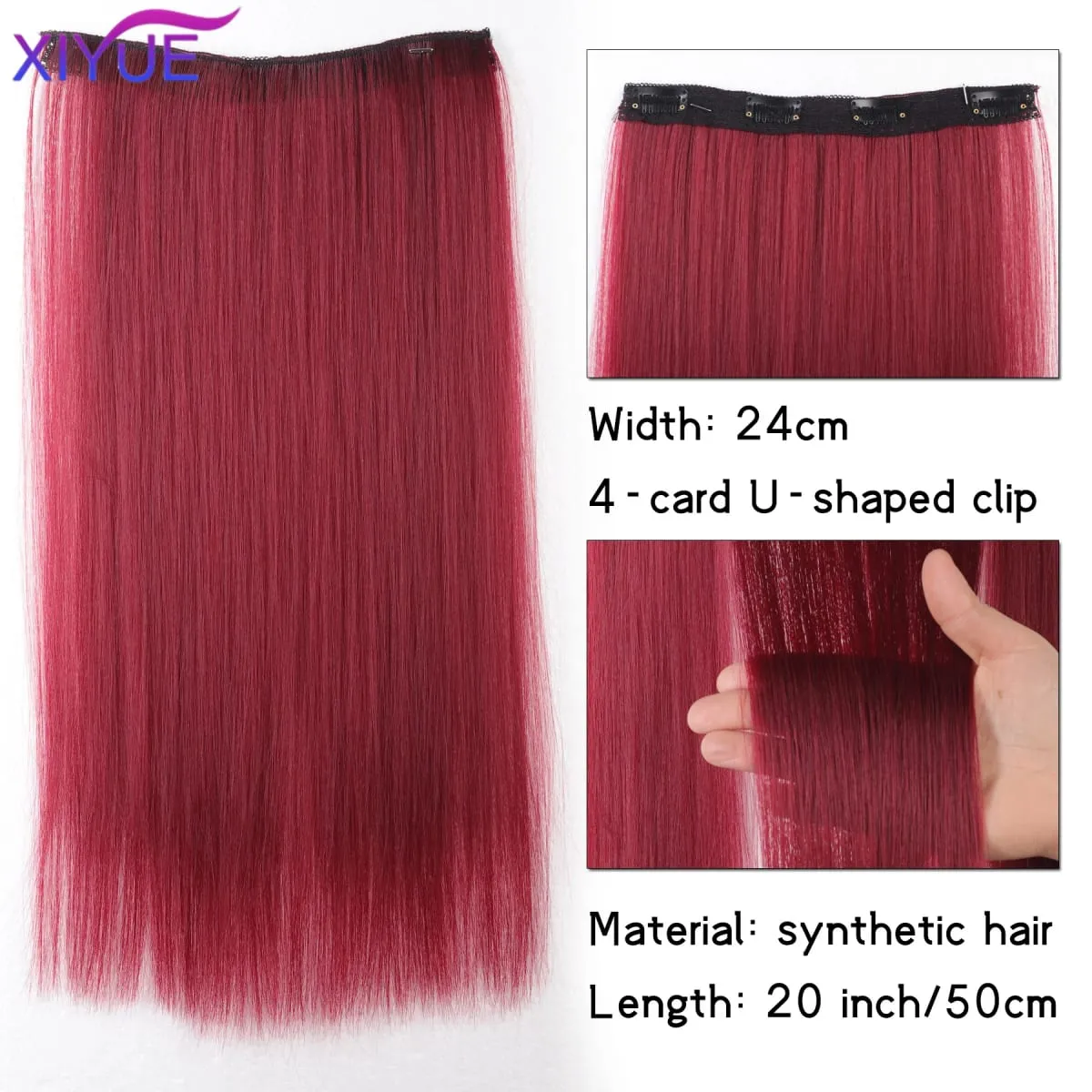 20 Inch Long Synthetic Straight Clip-In Hair Extensions for Women - Vibrant Colors Synthetic Fiber Easy to Use — image 19