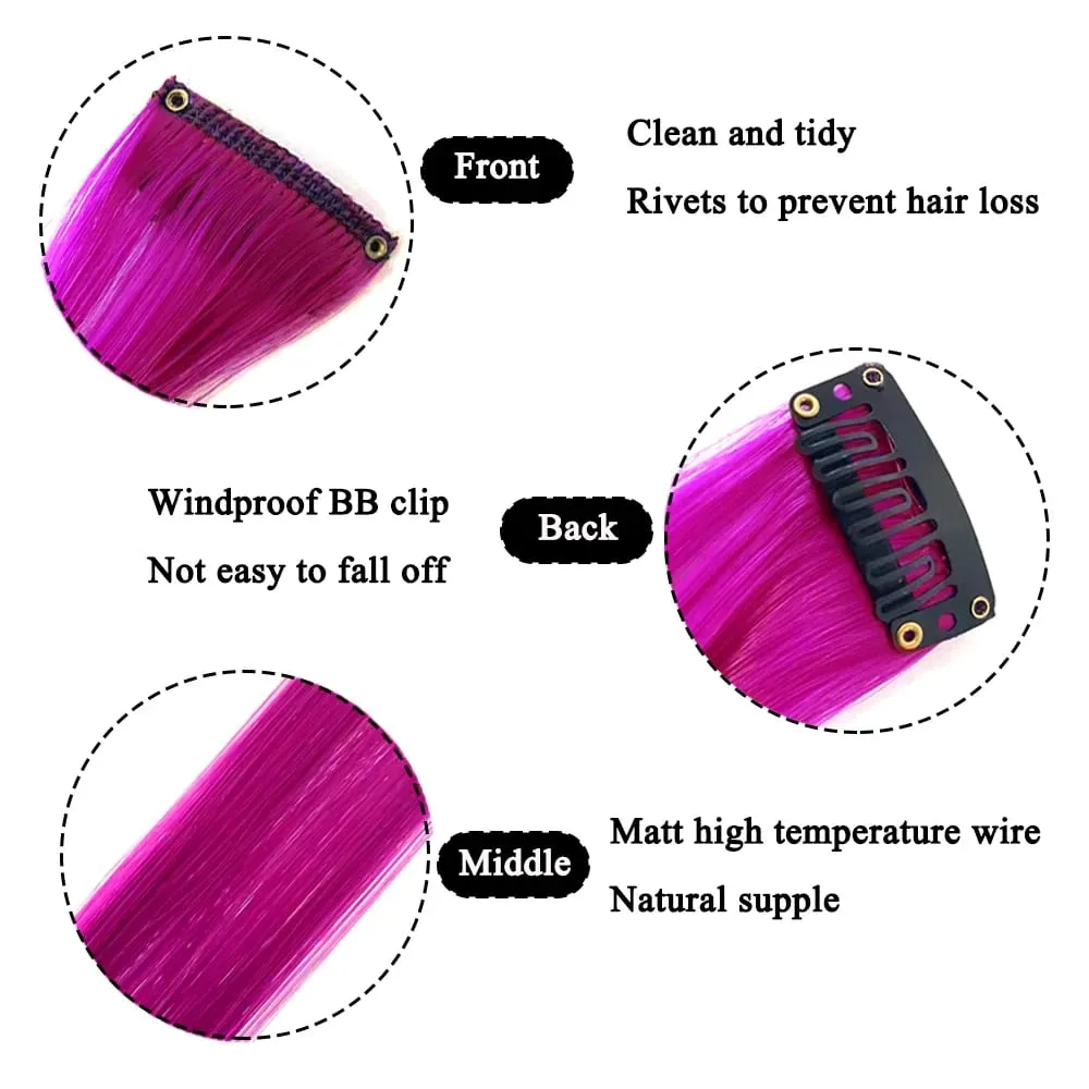 22Inches 6Pce/Set Y2K Style Multicolor Synthetic Straight Hair Gorgeous Pink Highlights Clip In Extensions For Party Cosplay — image 3