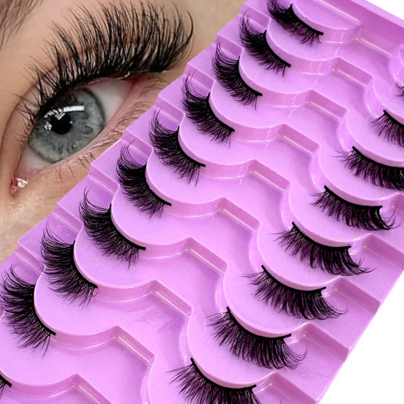 Demi-Cils 10 paires Demi-Cils doux naturel Cils yeux de chat outil de maquillage Faux Cils Extension moelleux Faux Cils — image 9