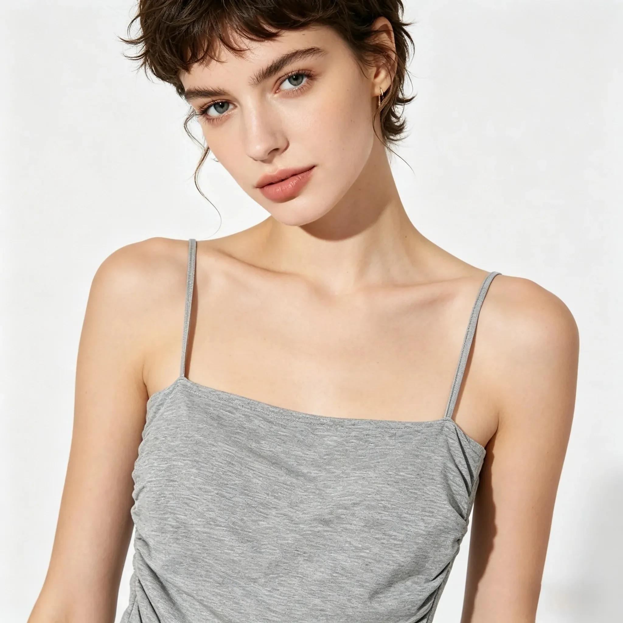 Summer Women Solid Color Crop Camisole Top Sleeveless Skinny Spaghetti Strap Tank Top Ladies Basic Cami Vest — image 4