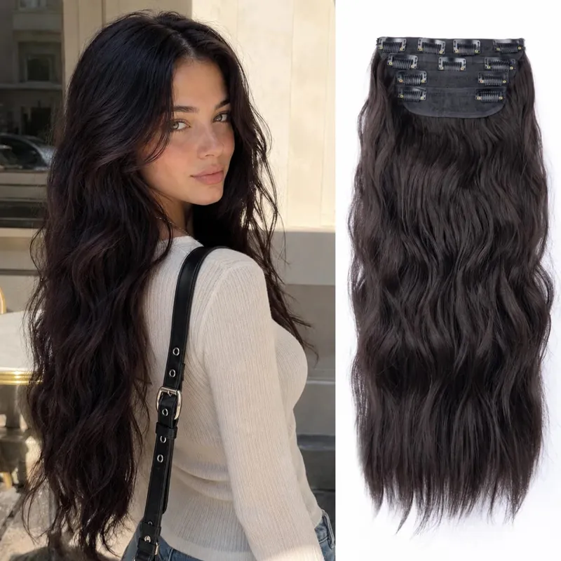 Synthetic Clips In Hair Long Wavy Clip In Hair Extensions 4Pcs/Pack 11Clips In Hair Pieces For Women 20Inch 200G Fake Hairpieces — image 15