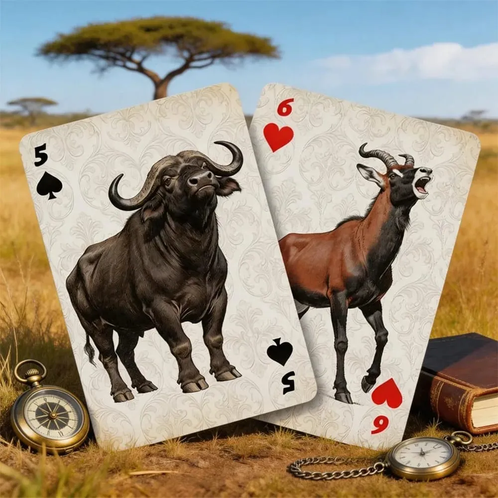 Savannah Animal Playing Cards Premium Paper Deck Smooth Shuffling Poker Cards for Party Board Games and Magic Performance