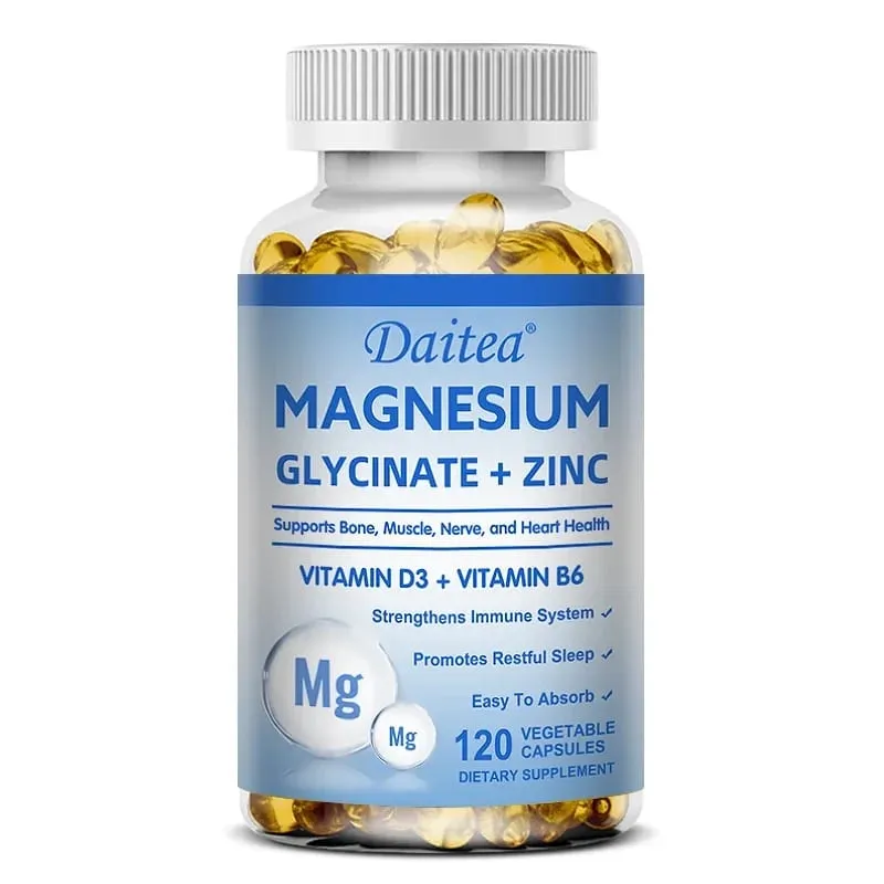 Magnesium Glycinate 500mg Capsules High Absorption with Zinc Vitamin D3 B6 Supports Bone Muscle Nerve and Heart Health
