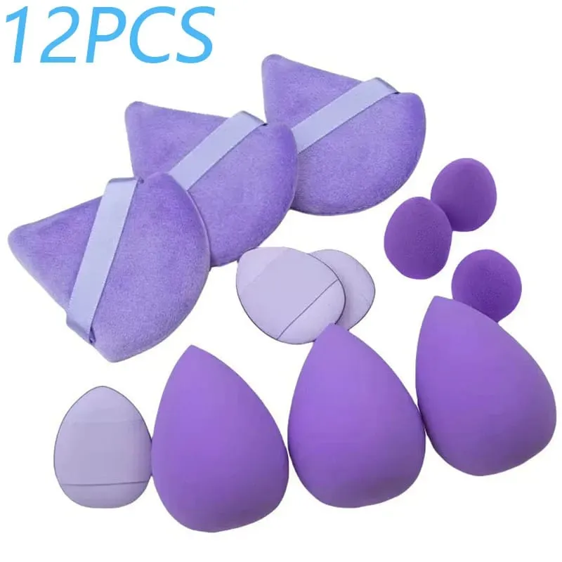 Solid Color 12PCS Makeup Sponge Set Loose Powder and Finger Catching Thumb Puff Cotton Mini Powders Puffs Soft Makeups Eggs Set