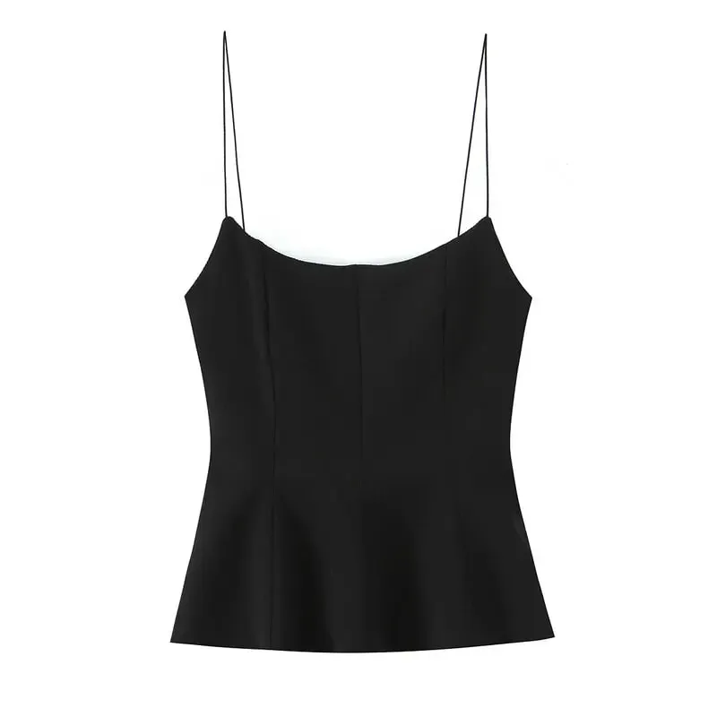 Ele Bal Crop Top Women's Faion Spring Summer Slim Fit Elastic Skirt Sle Hemline New Arrival Vest Strap Tops — image 3