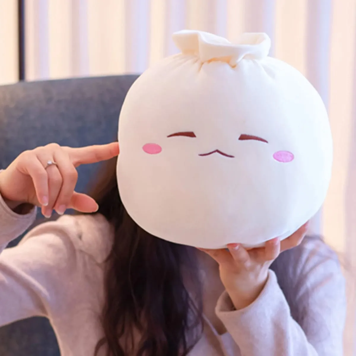 Stuffed Plush Cartoon Dumpling Plush Pillow for Car Room Office Dumpling Plush Pillow Toy Sofa Pillow Soft Back Cushion Ornament — image 3