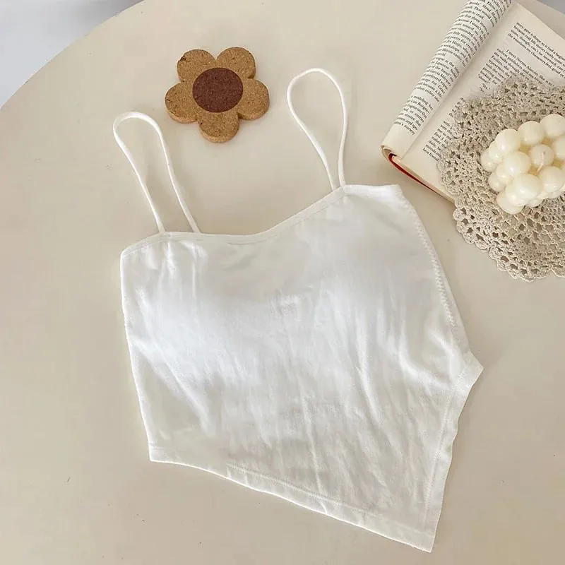 Knitted Binder Chest Woman Tank Tops Spaghetti Strap Corset Crop Camis With Built in Bras Korean Fashion Woman Tanks Camisole — image 48