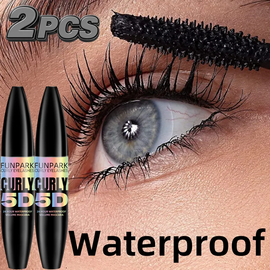 2 τμχ 5D Eye Black Mascara Waterproof Lengthens Eyelashes Extension Mascara με ίνες μεταξιού Μακιγιάζ ματιών μακράς διαρκείας για γυναίκες Καλλυντικά Κορεάτικη ομορφιά — image 3