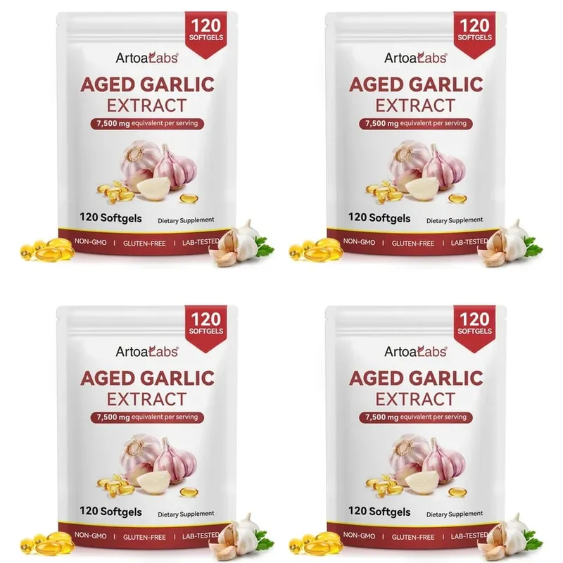 Aged Garlic Extract Softgels 7500mg Equivalent per Serving for Circulation & Heart Function Antioxidant & Immune Support 120Ct
