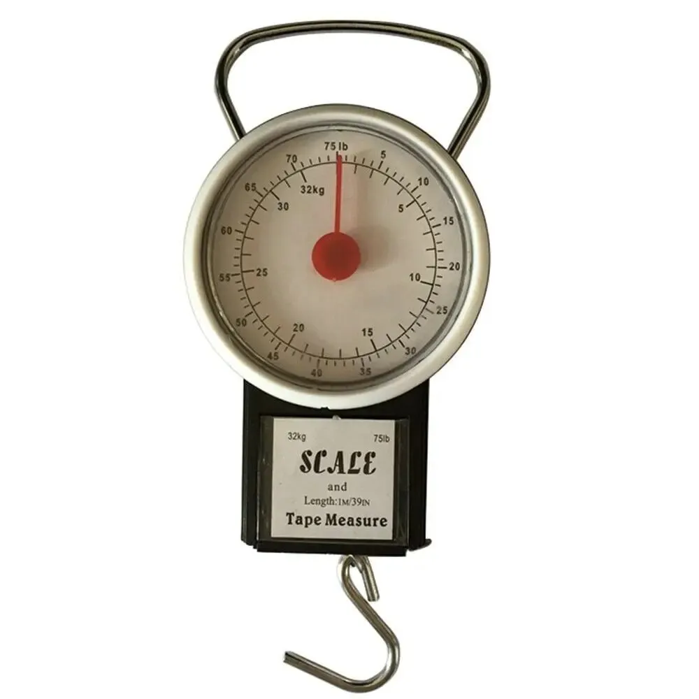 75 LB Portable Mechanical Dial Scale Hanging Kitchen Digital Scale Travel Luggage Weighing Multi-Purpose Scales with Tape Meas — image 2