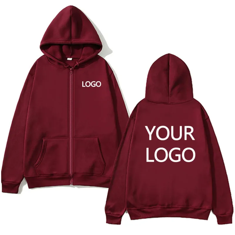 DIY Personalised customised logo men's street hoodie zip front sports sweatshirt women's casual knitted hoodie couple's gift — image 14