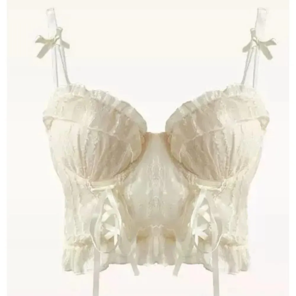 Dolce volant set reggiseno di pizzo donna piccolo busto push up maglia incrociata con spalline puro delicato quotidiano intimo morbido lingerie 2 pezzi 32-38AB