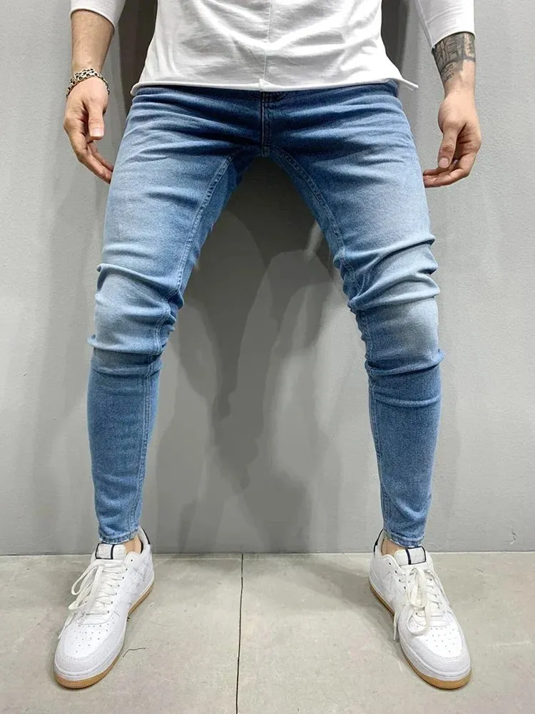 Spring Men Classic Elasticity Pencil Jeans Jean Homme Man Soft Stretch Black Biker Masculino Denim Trousers Mens Solid Pants — image 7
