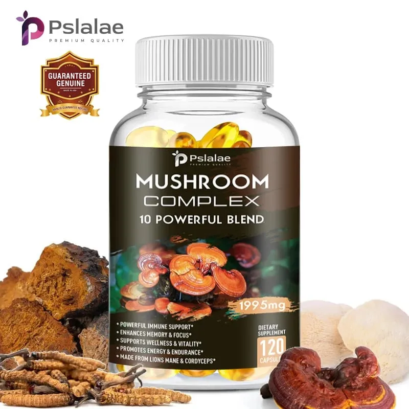 Mushroom Complex Capsules - with Lions Mane Chaga Reishi Cordyceps - Support Immune System Memory Focus and Relieve Stress — image 2