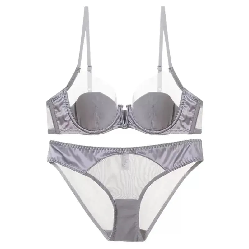 French Mesh Sexy Smooth Underwear Push-up Thin Cup Bra Soft Underwire Bra — image 10