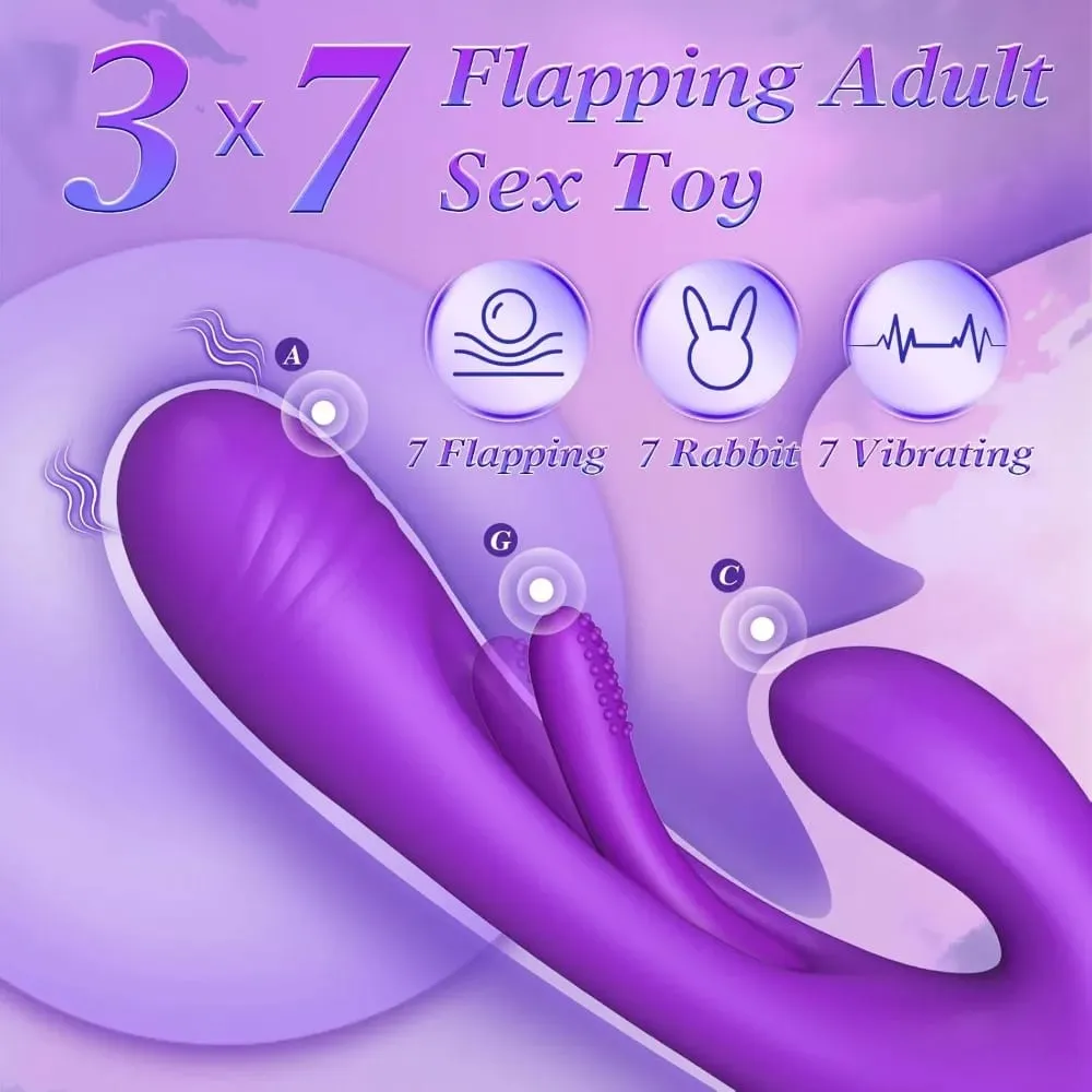 3-IN-1 Rabbit Vibrator for Women Powerful Tapping Flapping Vibrator Clitoral Stimulator Massager Female G-Spot Finger Dildo Sex — image 2