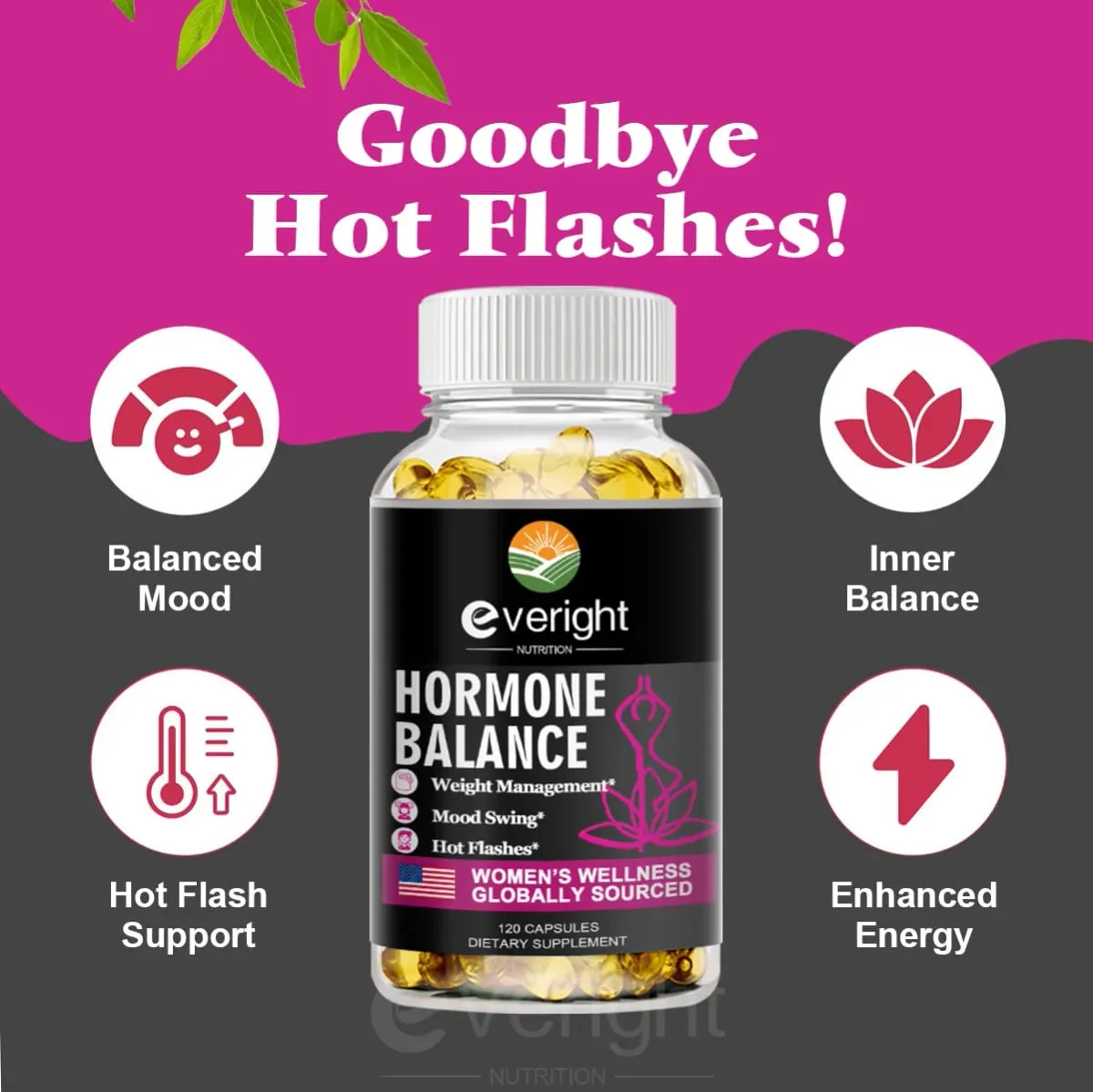 Complete Herbal Menopause Supplement for Women-Multibenefit Menopause Relief Hormone Balance for Night Sweats Mood 120 CAPSULES — image 2