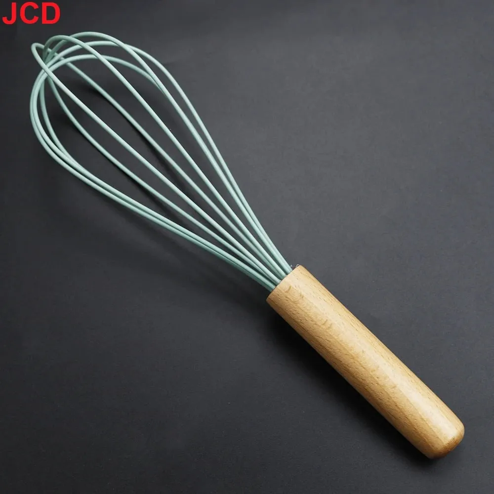 JCD Silicone Egg Beater Whisk Wooden Handle Kitchen Hand Egg Beater Gadgets Kitchen Tools Baking Accessories — image 8