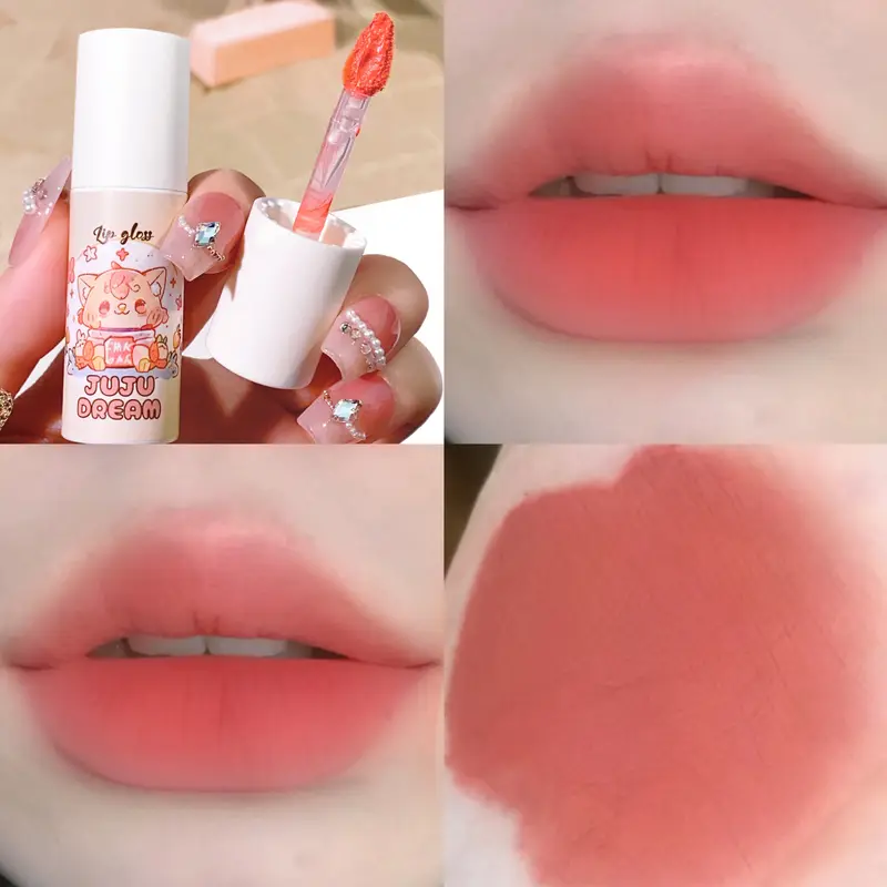 velvet lip glaze matte matte fake plain white honey peach cheap lip paste — image 1