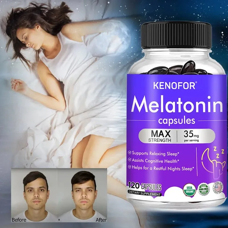 Kenofor Melatonin 35mg Maximum Strength Supplement 100% Non-Toxic Adult Sleep Supplement Deep Sleep Stress Relief — image 1