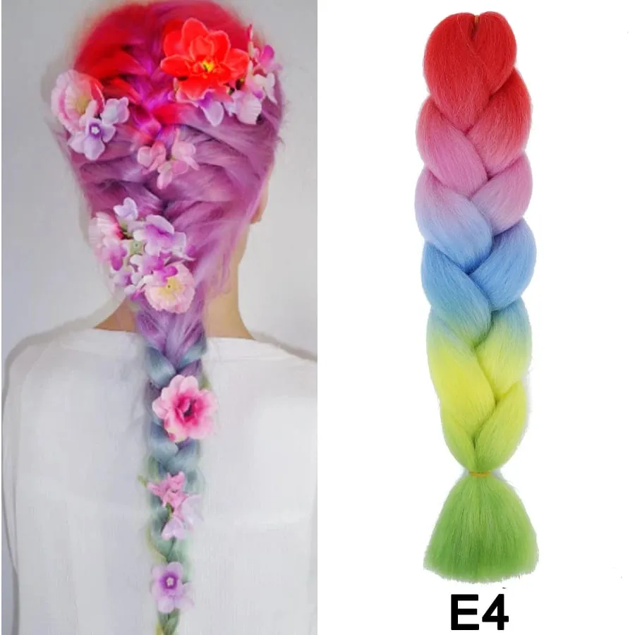 24 Inch Synthetic Jumbo Braid Pure And Ombre Braiding Hair Extensions For Women DIY Jumbo Hair Braids Black Green Gray Brown — image 69