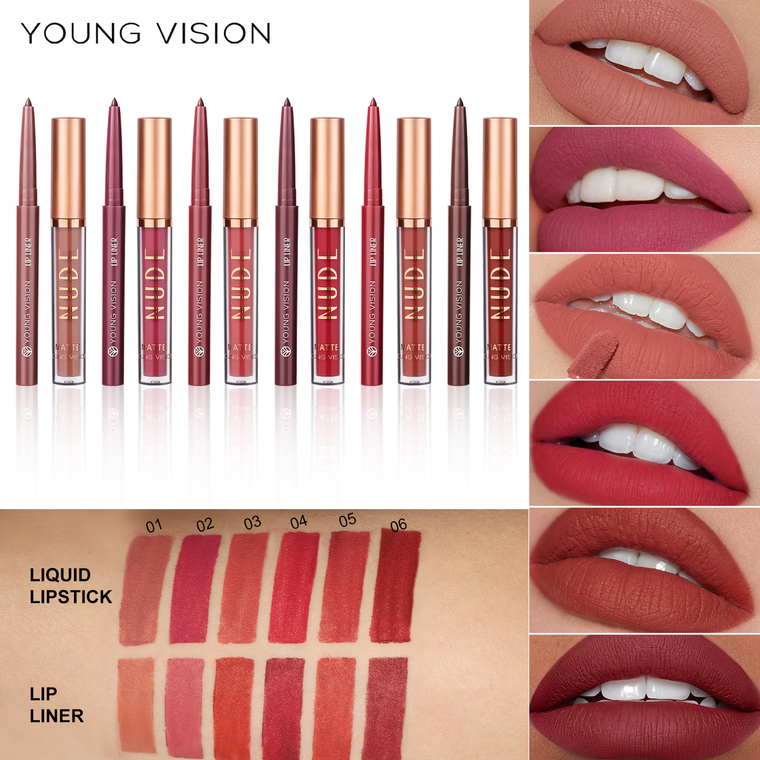 2-color matte long-lasting color lip liner set waterproof anti-sweat non-stick cup lip gloss rotatable lip liner — image 4