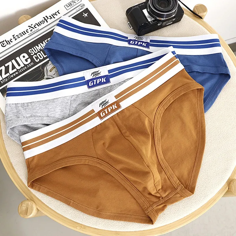 [Bloom the love] Jenama 3pcs Cotton Brief Men Underwear New Mens Briefs Cuecas Masculina Homme Man Boxershorts Saiz M-3XL E099-HR
