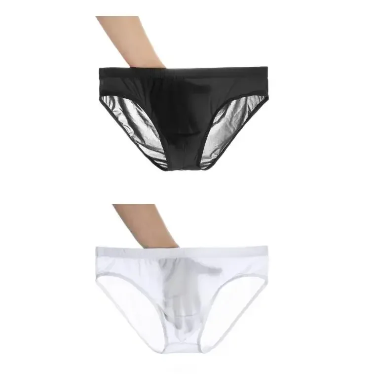 2 ADET Ultra Ince Buz Ipek Külot Erkekler Artı Boyutu M-4XL Düz Renk Gençlik Saydam Düşük Bel Nefes Seksi Erkek Külot
