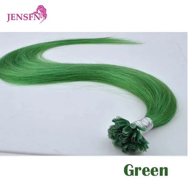 Color Straight Fusion Nail U Tip Human Hair Extensions Keratin 0.5g/Strand 20" Inch For Salon For Women A Variety of Color — image 16