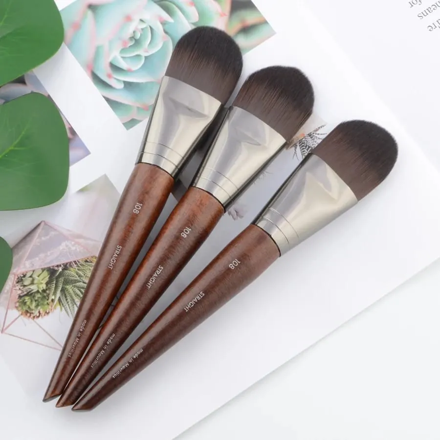 1 piece #108 Foundation Makeup brush Flat Liquid BB cream Natural wood straight Professional Face Mask Make up brushes Synthetic — image 4