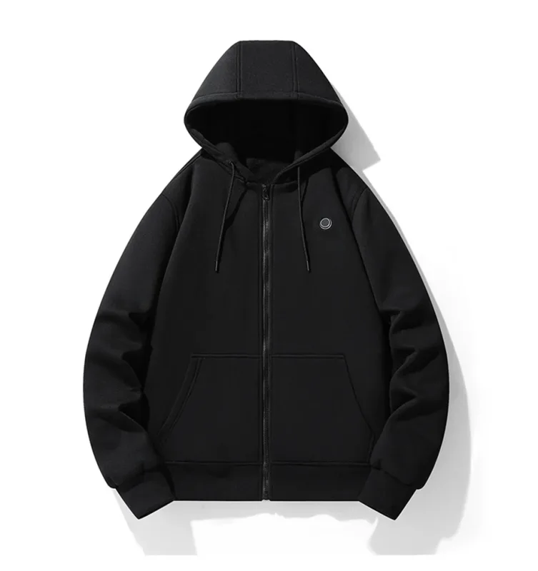 USB chauffage sweat à capuche pour homme hiver électrique vestes à capuche chauffantes veste à capuche avec fermeture éclair infrarouge 5 zones de chauffage veste noir gris