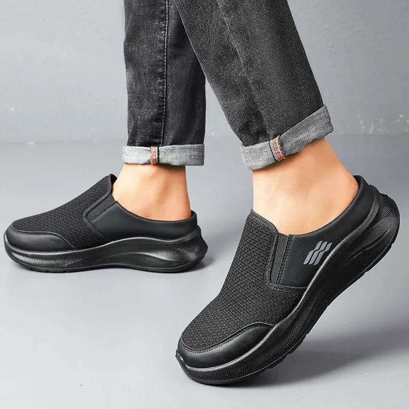 Pull-on Dual Wear Åndbar Grid Strik Walking Mules Integreret Elastisk Side Gore Panel Rib Segmenteret Fuldt hvidt Fodtøj — image 1