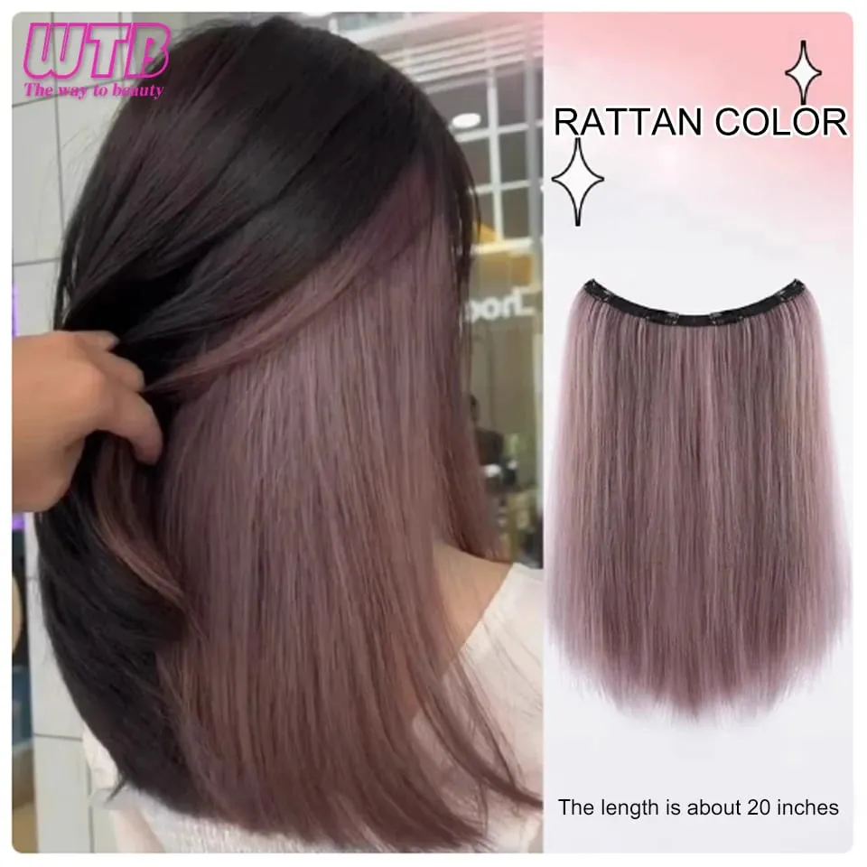 Synthetic Long Straight Clip In One Piece Hair Extension 4 Clips Inner Layer Hidden Hair Color Hair Piece Color Wig — image 8