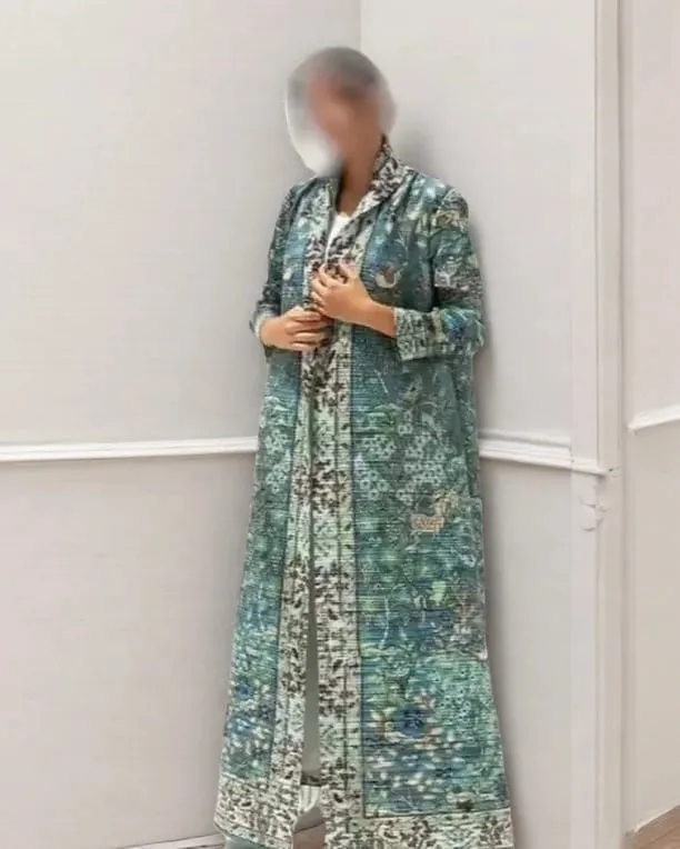 Women's Fold Miyake Pleated Abaya Long Sleeve Print Foldable Collar Robe Cardigan Coat New Winter Fashion Original Design 2026 — image 27
