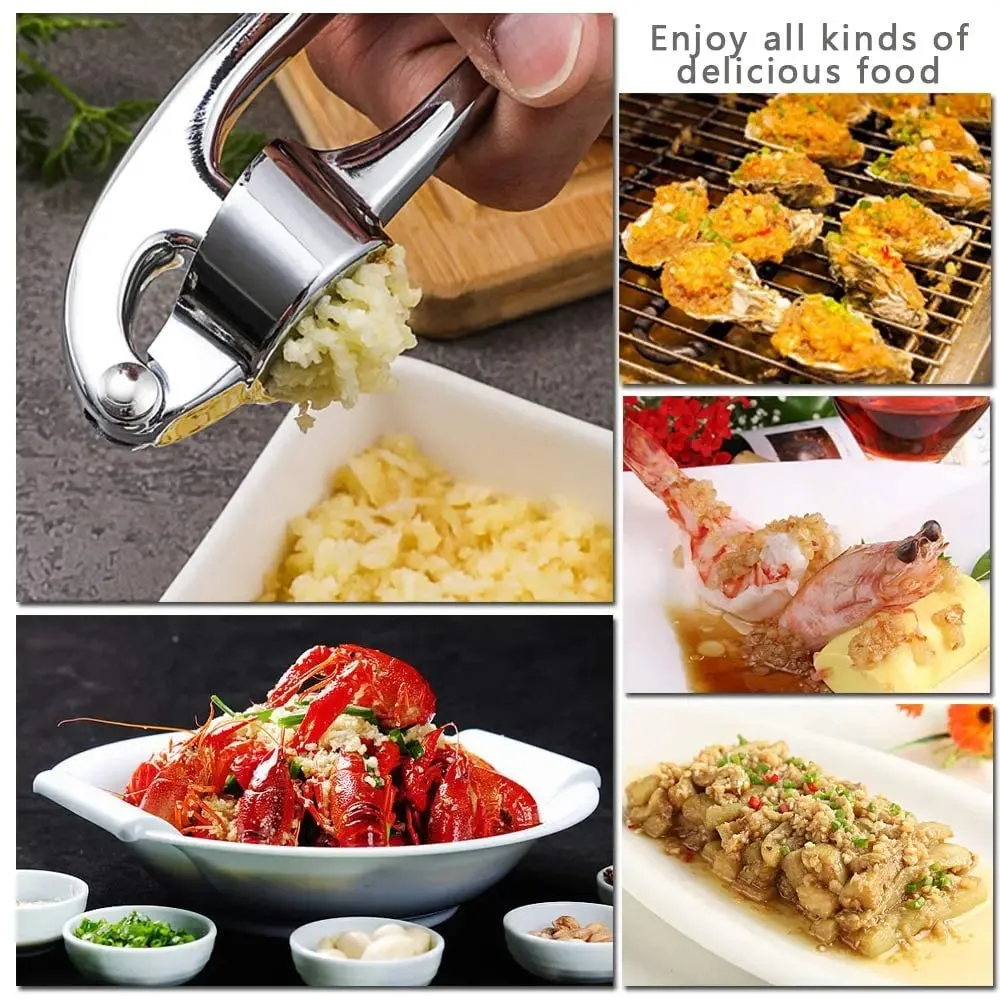 Garlic Press Rocker Zinc Alloy Grinder- Premium Professional Grade Garlic Mincer Crusher Presser Easy Clean Dishwasher Safe — image 4