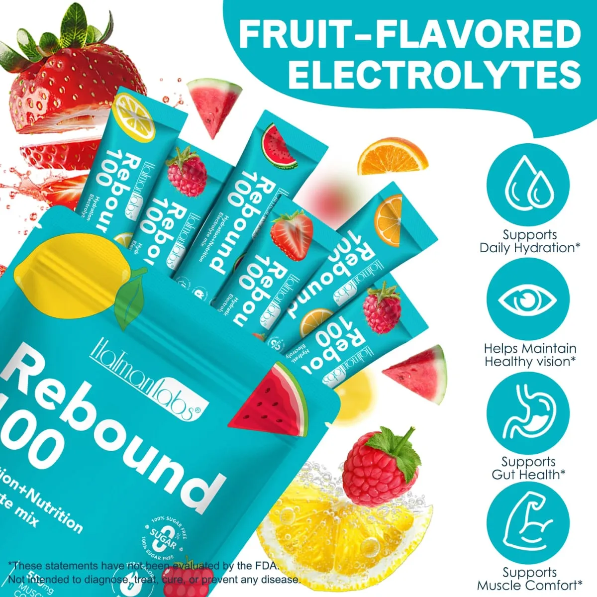 Rebound 100 elektrolytpoeder voor hydratatie Spiercomfort met nul suiker en calorieën Energiedrankmix voor trainingen 30 stuks — image 3