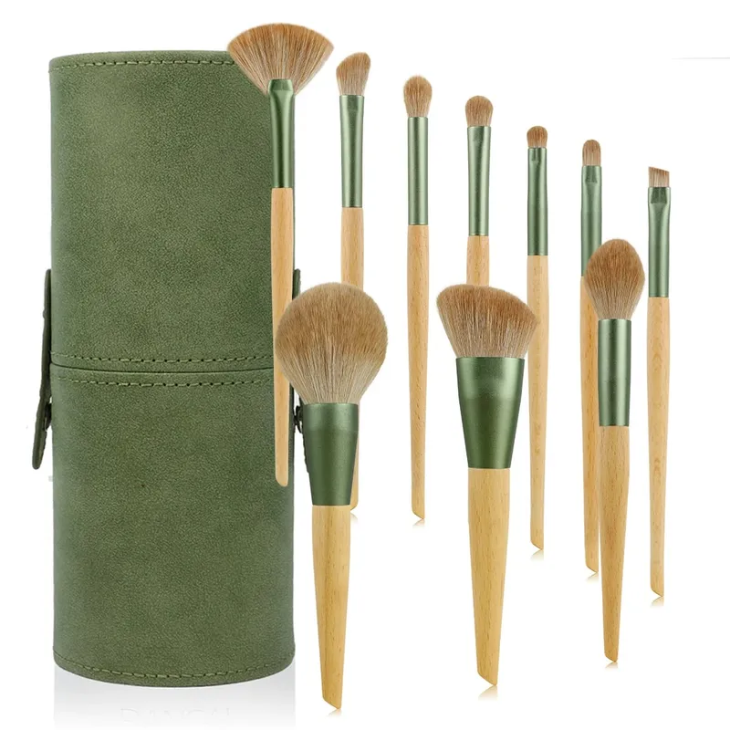10 Pcs Makeup Brushes Set Contour Brush Nose Brush Eyeshadow Brush Powder Dispersal Brush Pointed Wood Handle Cosmetic Tools — image 8
