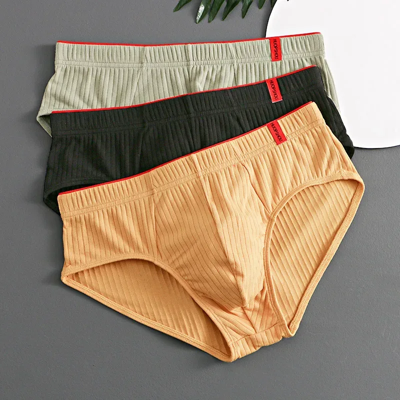 1/3 pièces hommes slips taille moyenne élastique doux respirant Anti-septique U convexe rayé couleur unie décontracté hommes caleçons sous-vêtements hommes — image 29