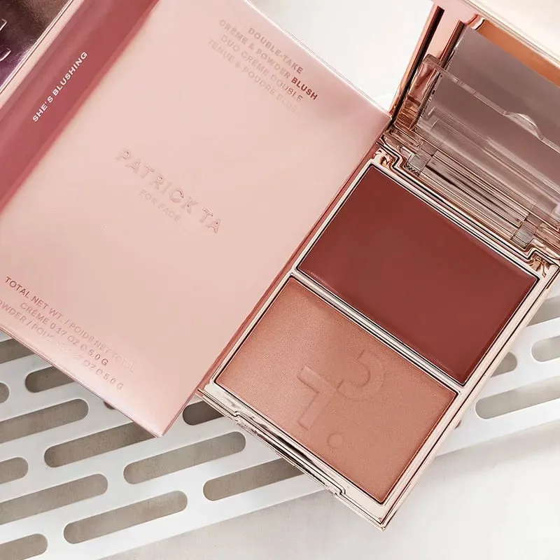Patrick 2 in 1 Cream & Powder Blush Palette Dual Cheek Blush Duo Lasting Natural Brightening TA Makeup Cosmetics She's That Girl — image 18