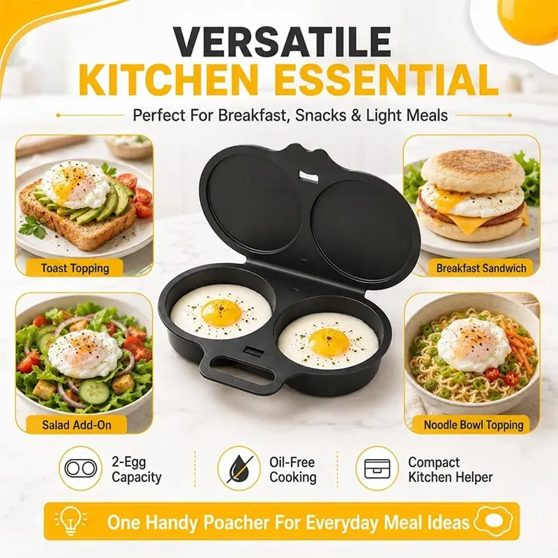 Cuiseur à œufs à double cavité pour micro-ondes, cuiseur à œufs, friteuse en plastique de qualité alimentaire, moule à vapeur, accessoires de cuisine, ustensiles de cuisine — image 5
