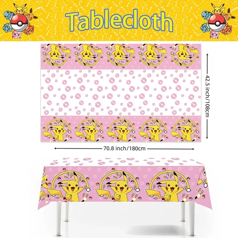 1/10Pcs Pokemon Tablecloth Birthday Decoration Disposable Tablecloth Pikachu Tablecover Kids Birthday Gifts Baby Shower Supplies — image 2