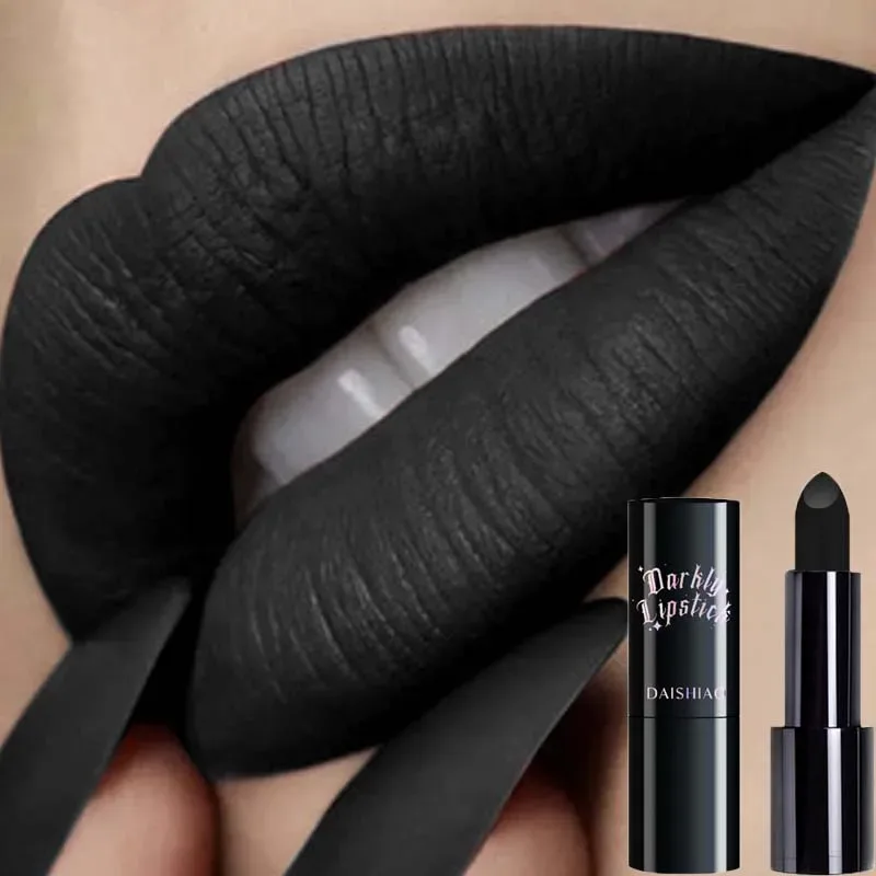 Rossetto Halloween Dark Night Rossetto opaco nero viola scuro impermeabile e di lunga durata Cosmetici per labbra — image 2