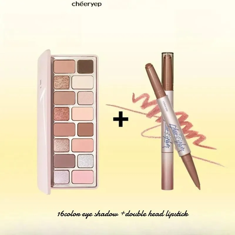 Cheeryep Qianyan Double-headed Lipstick 16Color Eye Shadow Matte Stain Eye Blusher Makeup Kit Gift — image 3