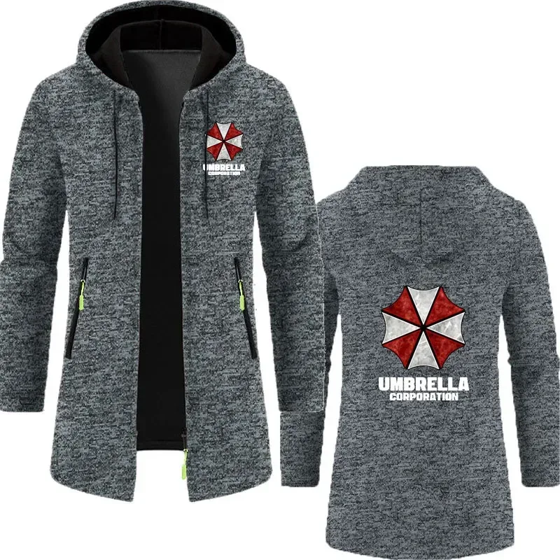 Umbrella company Men's long Hoodies Spring And Autumn Solid Color Zipper Pullover Comfort Harajuku Top Sweatshirts