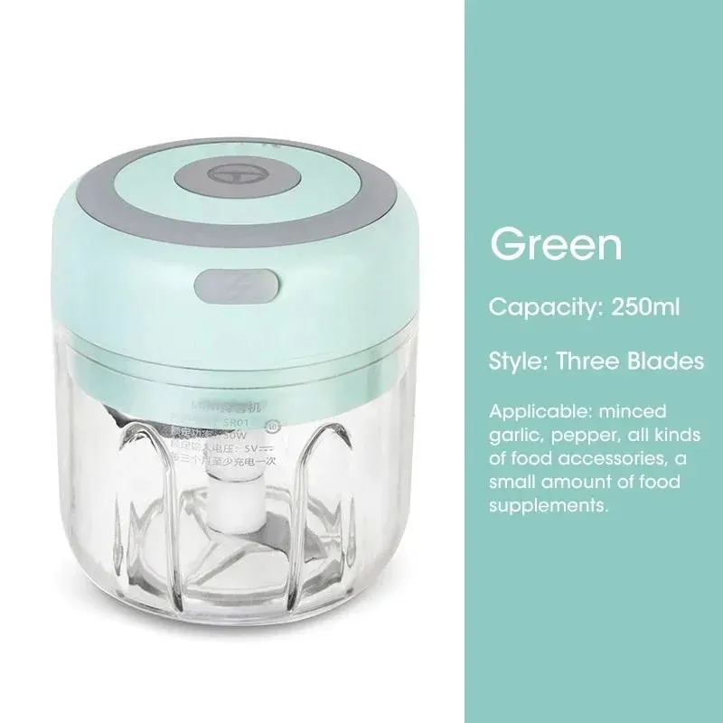 Electric Garlic Chopper 100/250ML Mini Portable Veggie Chopper Garlic Grinder Masher Onion Chopper Blender to Vegetable — image 13