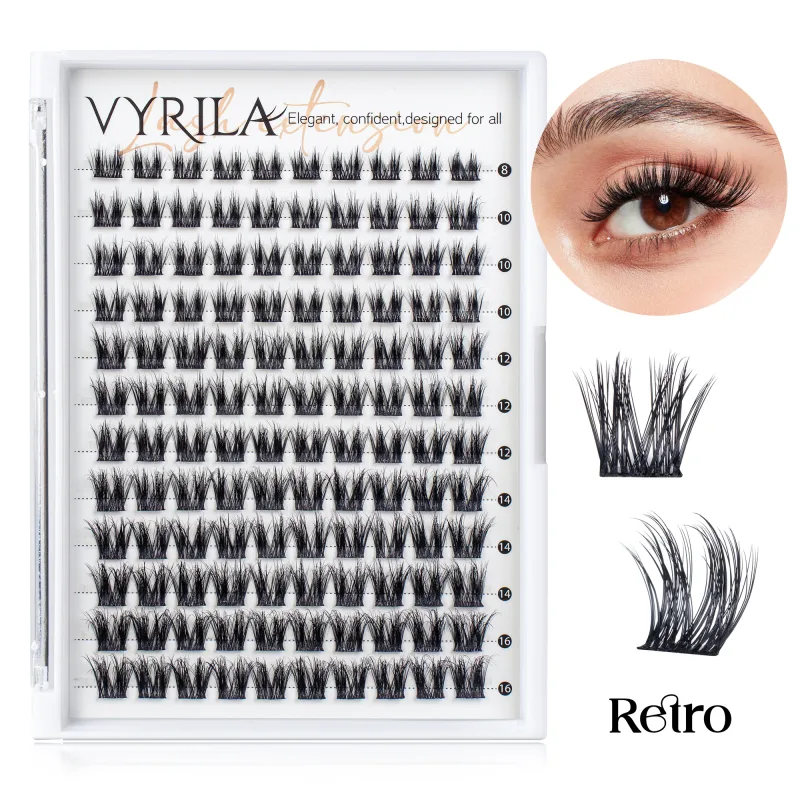 Individual Lashes Cluster C Curl Mix Lash Clusters 3D Wispy DIY Eyelash Extension 0.1mm Super Thin Band Resuable Natural Lashes